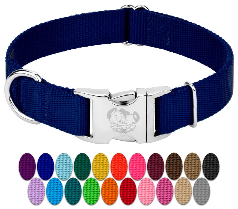 Country Brook Design Country Brook Petz - Premium Nylon Dog Collar with Metal Buckle for Small Medium Large Breeds - 10+ Cool Colors (Small, 3/4 Inch, Royal Blue) - Image 1